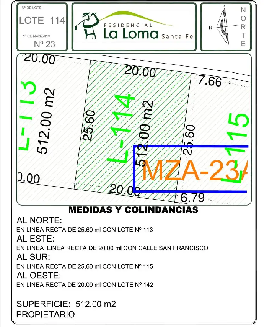 TERRENO EN VENTA EN RESIDENCIAL LA LOMA EN SANTA FE.